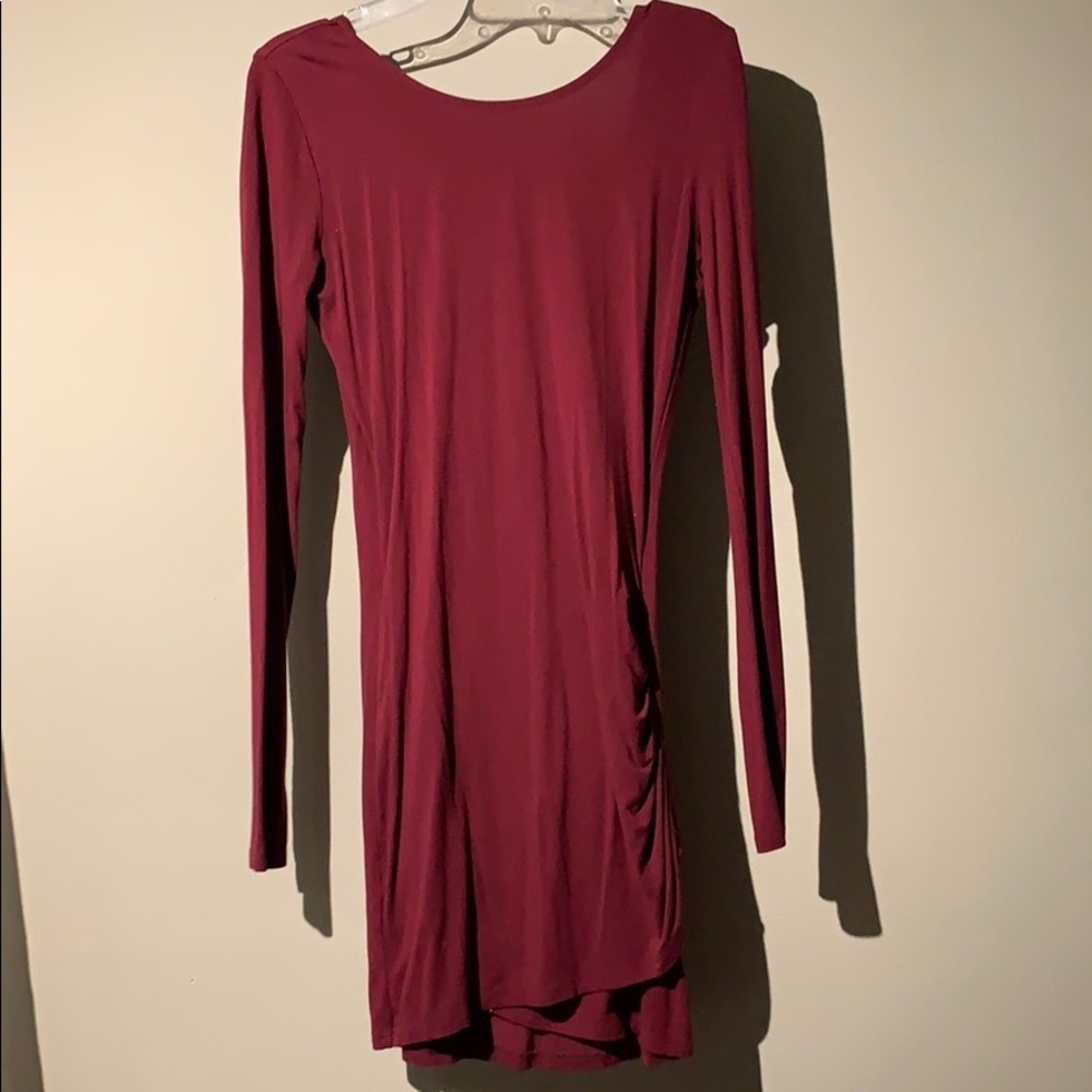 Burgundy long-sleeve dress